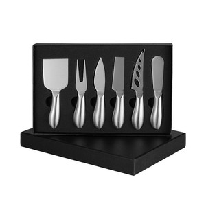 Fourchette à fromage trancheuse fromage épandeur couteau coupe outil Collection grand cadeau Premium 6 pièces en acier inoxydable noir couteaux à fromage - Product Image 6