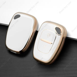 DM nouveau couvercle de clé de porte-clés souple en TPU pour <span class=keywords><strong>Renault</strong></span> Traffic <span class=keywords><strong>Kangoo</strong></span> 2 boutons étui de clé de voiture avec ligne dorée pochette à clés accessoires accessoires - Product Image 2