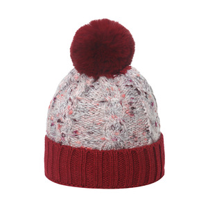 <span class=keywords><strong>Bonnet</strong></span> en tricot torsadé pour <span class=keywords><strong>femme</strong></span> avec <span class=keywords><strong>pompon</strong></span>, doublure polaire, effet mélange, chaud pour l'hiver, avec fausse fourrure, logo personnalisé, OEM, vente en gros - Product Image 3