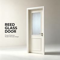 Porte intérieure en aluminium mat Aomeja French Cream avec verre cannelé pour salle de bain, porte battante sur mesure, étanche, pour salle de bain