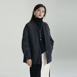 Manteaux d'hiver <span class=keywords><strong>femme</strong></span> 2022 <span class=keywords><strong>doudoune</strong></span> <span class=keywords><strong>mi</strong></span>-<span class=keywords><strong>longue</strong></span> légère col en v ample cordon losange <span class=keywords><strong>doudoune</strong></span> <span class=keywords><strong>femme</strong></span> - Product Image 6