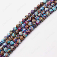 Perles en jaspe impérial bleu-violet teintées naturellement en gros, perles en jaspe aqua-terre pour la fabrication de bracelets 6mm 8mm