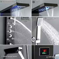 LEBED Rain Ensemble de douche mural polyvalent pour hôtels, en acier inoxydable noir de luxe, personnalisable, avec jets doux et intelligents