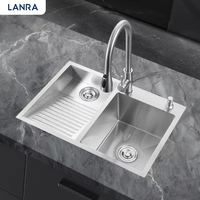 Laverie piscine ménage acier inoxydable brossé évier de cuisine à bol unique avec planche à laver grand évier simple fait main