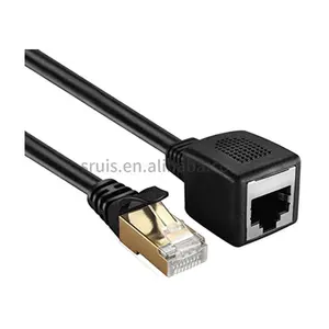 สายต่อขยายอีเทอร์เน็ต CAT7 RJ45ตัวผู้กับตัวเมียสายแพทช์เครือข่าย LAN หุ้มฉนวนพร้อมปลั๊กชุบทอง