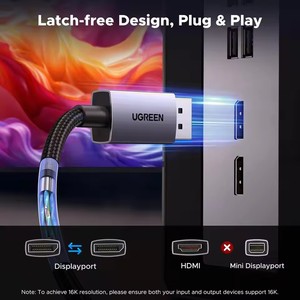 <span class=keywords><strong>สาย</strong></span>เคเบิล <span class=keywords><strong>DisplayPort</strong></span> 2.1 ยี่ห้อ UGREEN ความเร็ว 80Gbps รองรับ 16K 60Hz, 8K <span class=keywords><strong>240Hz</strong></span>, 4K 480Hz ความยาว 6.6 ฟุต รองรับ HDR และ HDCP2.3 สำหรับพีซีและแล็ปท็อป - Product Image 6