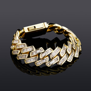 Pulsera y Collar Estilo Hip-Hop Cubano con Piedras de Circonio, Chapado en Oro, Hierro, Estilo Punk Europeo Americano, Accesorios - Product Image 3