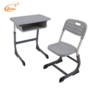 Ensemble bureau et chaise individuels robustes en forme de C avec structure en acier, hauteur réglable ergonomique, pour étudiant