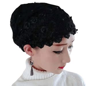 Muslim Fashion Women's YASEEN Breathable Eco-Friendly <b>Elastic</b> <b>Lace</b> Pearl Headwear Headscarf for All Seasons - Product Image 6