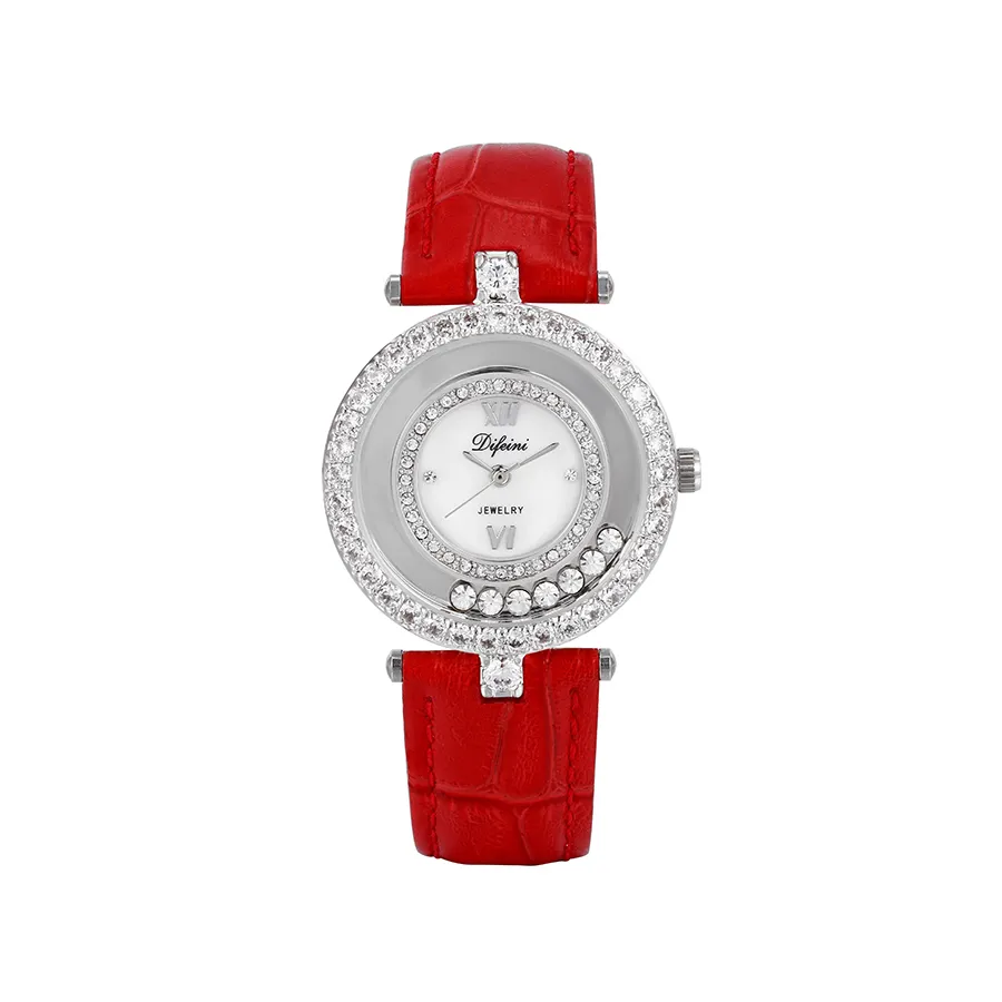 watch-2 xuping new design fashion women luxury watch, crystal red leather wrist watch