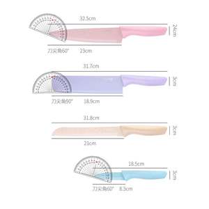 سكاكين ملونة من الفولاذ المقاوم للصدأ للطهاة من 6 قطع سكاكين من 6 قطع مع مقبض طلاء غير لاصق ملون - Product Image 6