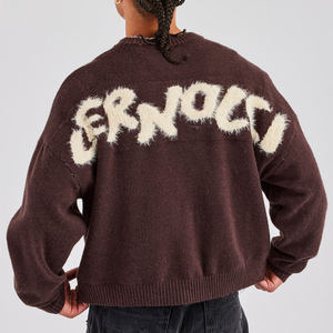 <span class=keywords><strong>Pull</strong></span> en tricot pour homme, design personnalisé avec logo, motif intarsia moelleux, streetwear, <span class=keywords><strong>pull</strong></span> tricoté pour homme - Product Image 2