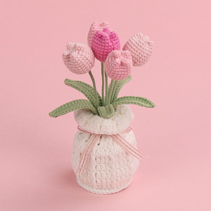 Vase à fleurs en laine tricoté à la main au crochet, décoration de table, article cadeau - Product Image 2