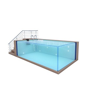 Aupool Piscina modular para exteriores prefabricada de fibra de vidrio acrílica transparente sobre el suelo - Product Image 4