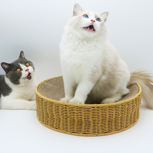 Lit rond en rotin pour chat avec noyau remplaçable, style minimaliste durable, arbre à chat pour chats d'intérieur - Product Image 2