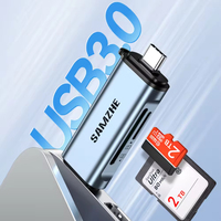 SAMZHE Lecteur de cartes externe multi-en-un USB 3.0 Type-C en alliage d'aluminium stable avec fentes SD/TF pour téléphone portable et ordinateur portable
