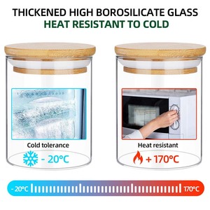 I più venduti barattolo di vetro ermetico ad alto contenuto di borosilicato da 8 once 14 once con coperchio in legno di bambù - Product Image 4
