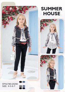 Vêtements pour enfants en gros, de 4 à <span class=keywords><strong>12</strong></span> <span class=keywords><strong>ans</strong></span>, ensembles de trois pièces en jean, fabricant de vêtements pour enfants, ensembles de vêtements pour filles personnalisés - Product Image 5