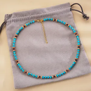Bohemia Style String Maple Leave Charms Pendant Accessories Turquoise Beaded Women Jewelry Necklace Sets