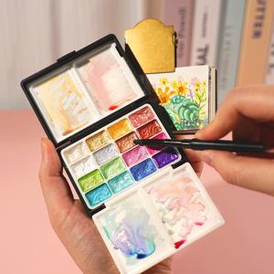 Ensemble de peinture <span class=keywords><strong>aquarelle</strong></span> portable de 32 couleurs nacrées de 1 ml pour la peinture sur toile - Product Image 2