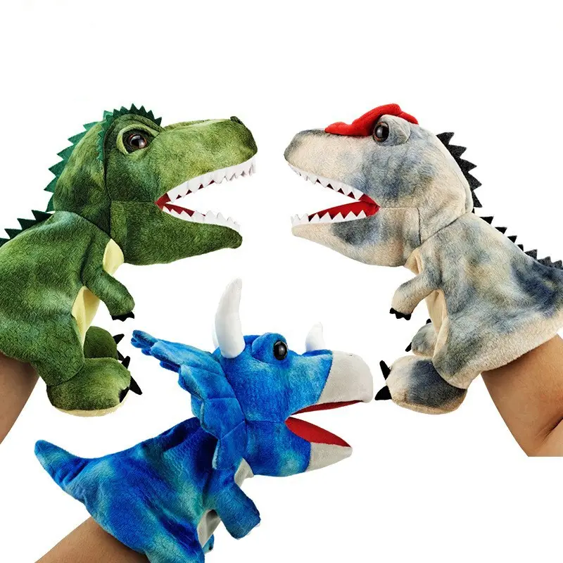 Hot Sale Cartoon Early Education Kids Gift Parent-child Interactive Dinosaur Tyrannosaurus Mouth Open Soft Plush Toy Hand Puppet