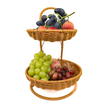Corbeille à fruits moderne multi-niveaux, écologique et durable, en plastique PP tressé à la main, plateau à collation en rotin pour hôtel, restaurant et usage domestique