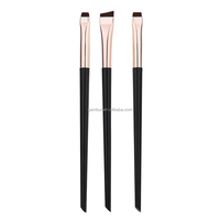 Set Kuas Makeup Profesional Ultra Tipis 3 Buah dengan Gagang Plastik, Bulu Sintetis, untuk Blush, Lip Liner, Eyeliner, dan Concealer