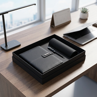 Ensemble cadeau d'entreprise de luxe en gros : Carnet A5 en cuir PU avec stylo, clé USB et gobelet isotherme en acier inoxydable, personnalisable avec logo