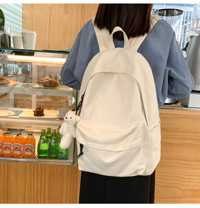 Factory Wholesale New Fashionable <strong>Backpack</strong> Ins <strong>Canvas</strong> <strong>Backpack</strong> Korean Version Campus Solid Color <strong>Backpack</strong> - Product Image 4