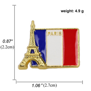 Broche creativo de la Torre <span class=keywords><strong>Eiffel</strong></span> de París, Bandera de París, emblema de Metal, sombrero, bolsa de ropa, insignia decorativa de aleación, regalos de recuerdo turístico - Product Image 4