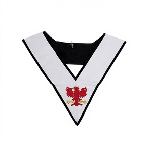 Memphis Misraim 12 Grade, Badges Maçonniques en Tissu Tissé, Col Blanc, Bordure Noire, Broderie Aigle Rouge, Épingle de Sûreté en Dentelle, Sans Nickel - Product Image 1