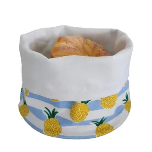 Layanan OEM kustom desain baru tas roti dapat dicuci keranjang makanan katun untuk dijual keranjang roti UNTUK RESTORAN