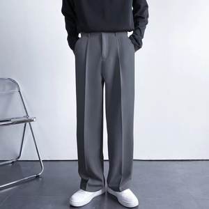 Pantaloni Eleganti a Gamba Dritta Primaverili e Autunnali da Uomo Versione Ampia Casual Bianchi Pantaloni a Gamba Larga Pantaloni da Lavoro - Product Image 3