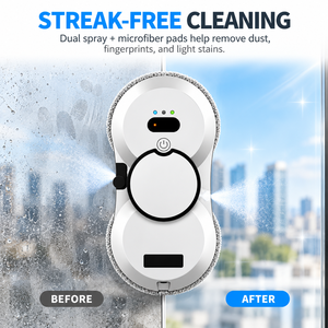 Robot de nettoyage de fenêtres automatique, double pulvérisation d'eau, nettoyeur de vitres intelligent, forte aspiration, télécommande, lave-vitres pour la maison et l'hôtel - Product Image 5