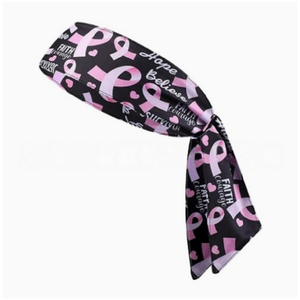 Fascia per capelli rosa all'ingrosso per la consapevolezza sulle malattie del seno, con nastro elastico galleggiante a tema, per eventi sportivi e beneficenza da donna - Product Image 6