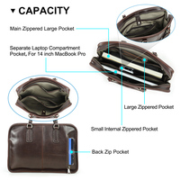 Porte-documents en cuir pleine fleur de qualité supérieure pour homme, pour ordinateur portable 14/16 pouces, sac de travail multi-zippé avec doublure en toile, logo personnalisé, taille adaptable