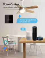 Interrupteur de ventilateur intelligent Wi-Fi Glomarket Tuya, norme européenne, en verre, tactile, mural, sans fil, avec télécommande via application, interrupteur de ventilateur électrique intelligent tactile