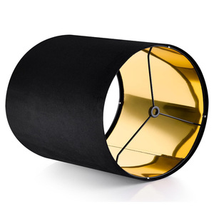 Abat-jour cylindrique en tissu avec intérieur doré, installation facile, accessoire de lampe de luxe contemporain pour table, sol, mur, plafond - Product Image 5