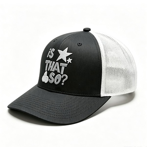 หมวกปักลายตามสั่ง สีดำขาว หมวกตาข่ายแบบ Trucker สำหรับฤดูร้อน หมวกกลางแจ้ง ระบายอากาศได้ดี หมวกเบสบอลแบบ Snapback สำหรับผู้ชายและผู้หญิง - Product Image 2