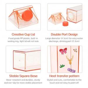 Wholesales <b>Clear</b> Plastic Acrylic Milk Carton <b>Water</b> <b>Bottle</b> Botella De Agua De Carton De Transparent Leche Bouteille En Carton - Product Image 2