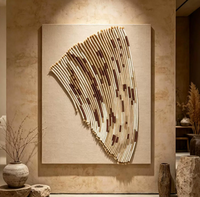 Art mural 3D Wabi Sabi minimaliste à texture de corde, abstrait neutre en fibres pour la décoration de la maison, du salon, de l'entrée et de la maison de thé