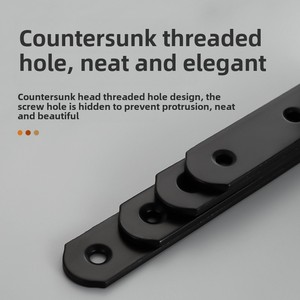 黑色90度l形铁角支架加厚不锈钢扁平连接器直片支撑搁板固定支架 - Product Image 2