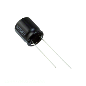 ตัวเก็บประจุ uF 470 uF แบบมีรู ESH477M025AG4AA รัศมี470 uF 20% 25V - Product Image 1