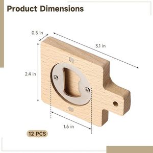 Ouvre-bouteille en bois avec aimant puissant pour réfrigérateur, décapsuleur circulaire en acier inoxydable, cadeau moderne pour la cuisine et le bar - Product Image 5