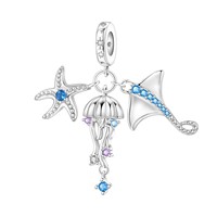 Pendentifs breloques en tungstène plaqué argent, origine Shenzhen, à succès, avec motifs de vie marine (tortue étoilée de Zhuhai, méduse) pour DIY