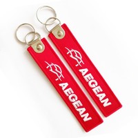 Porte-clés brodé personnalisé avec logo promotionnel pour équipes de vol, double face, en tissu tissé, style Jet Tag