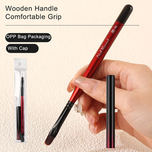 Ensemble de pinceaux à ongles en bois noir et rouge, avec manche en bois, en nylon, pour détails fins, stylos de peinture au gel pour French Manucure - Product Image 4