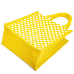 Bolsa de yute ecológica impresa personalizada al por mayor con asas de algodón, bolsa de regalo natural para compras de comestibles a granel - Product Image 1