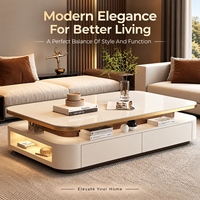 Table basse ovale de luxe en verre trempé French Light Table basse de rangement pour salon LT-2393C
