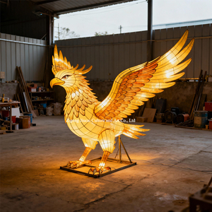 Realistische Gouden Adelaar Vogellantaarn Zijden Lantaarn Levendig Thema Dierenvogel Festival Lantaarn voor Park Buiten Binnen Decoratie - Product Image 5